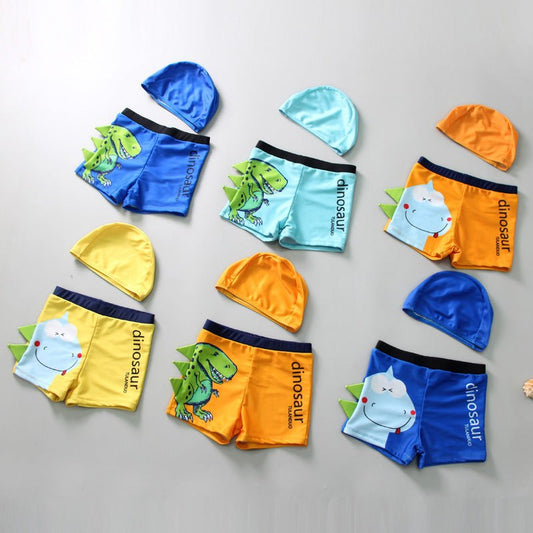Boys' Dinosaur Print Boxer Shorts - Comfortable Polyester Swimwear - Aqova