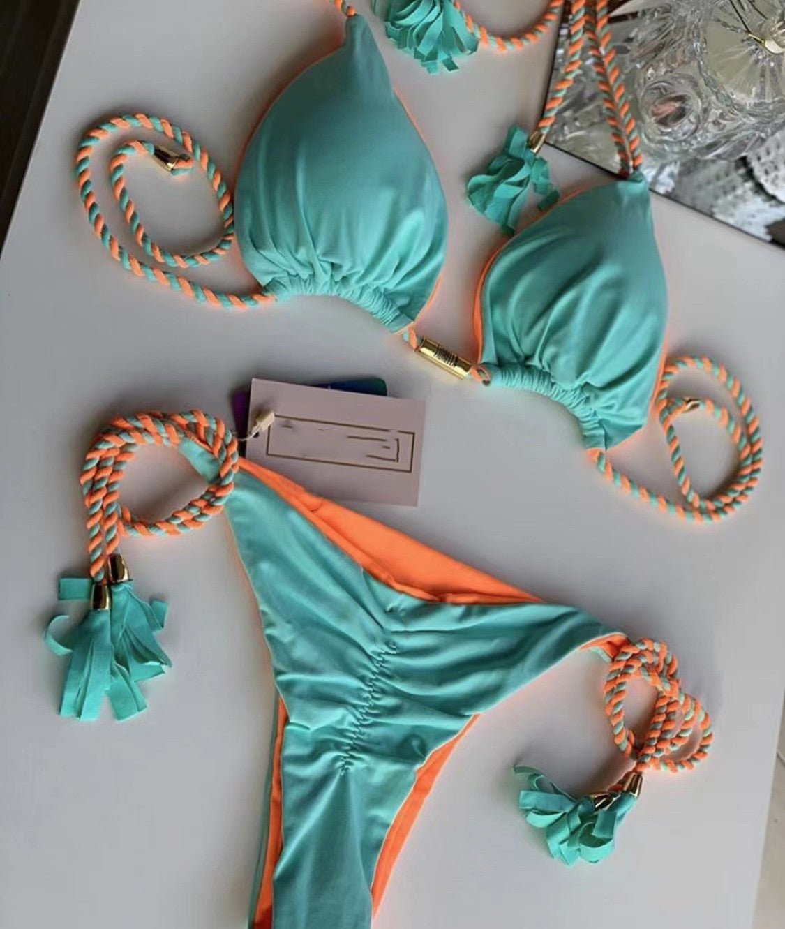 Braided Bikini Triangle Bag Swimsuit - Aqova