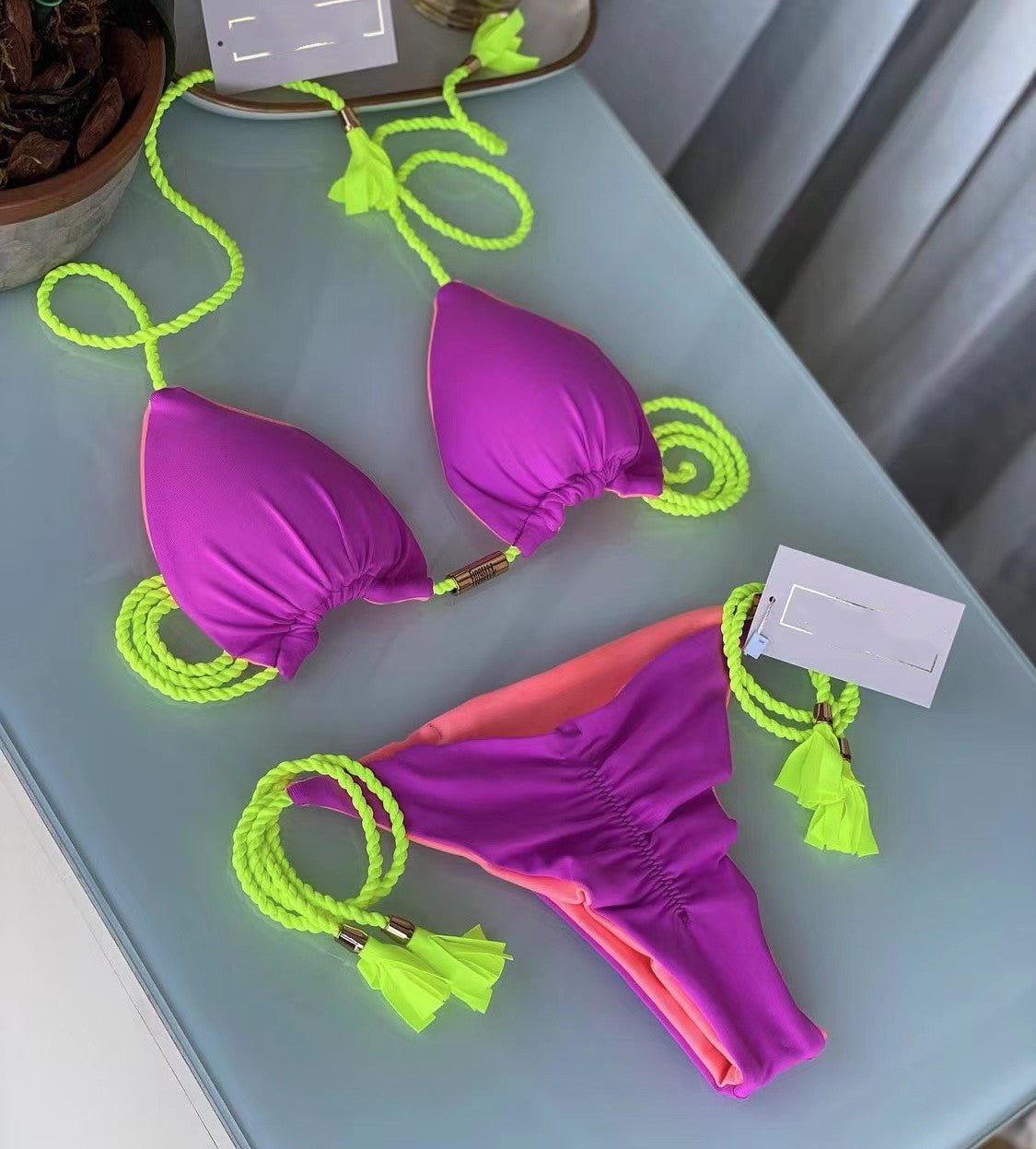 Braided Bikini Triangle Bag Swimsuit - Aqova