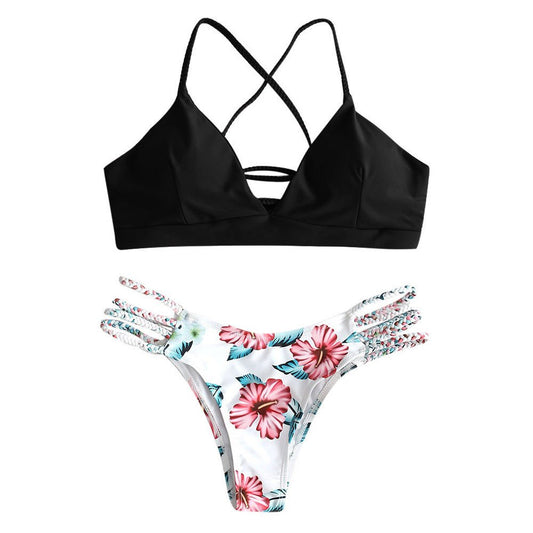 Braided Rope Bikini Swimsuit Printed Bikini Swimsuit - Aqova
