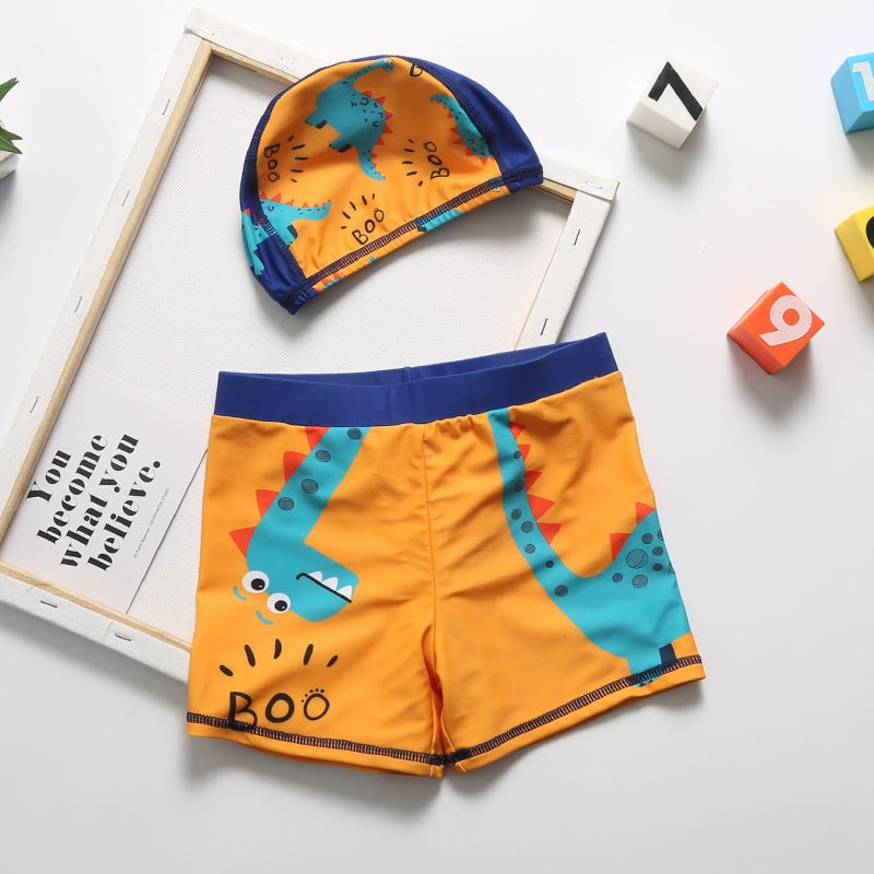 Cartoon Dinosaur Swimming Trunks Set for Boys - Fun & Colorful Swimwear - Aqova