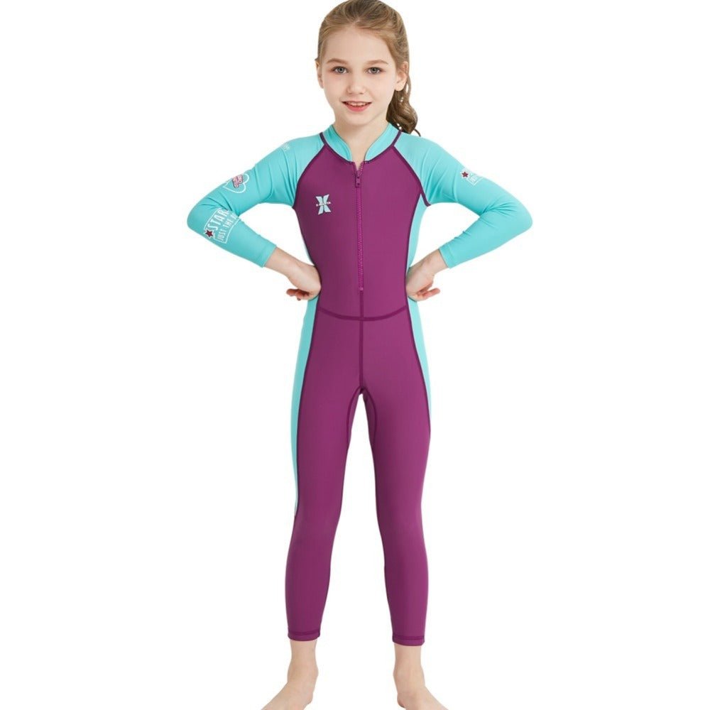 Cartoon Long - Sleeved Wetsuit - Quick - Drying Sunscreen Swimwear for Kids - Aqova
