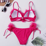 Chiffon floral bikini split swimsuit - Aqova