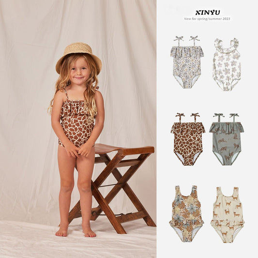 Children's High Elastic Sun Protection Swimsuit - Quick - Drying & Floral Design - Aqova