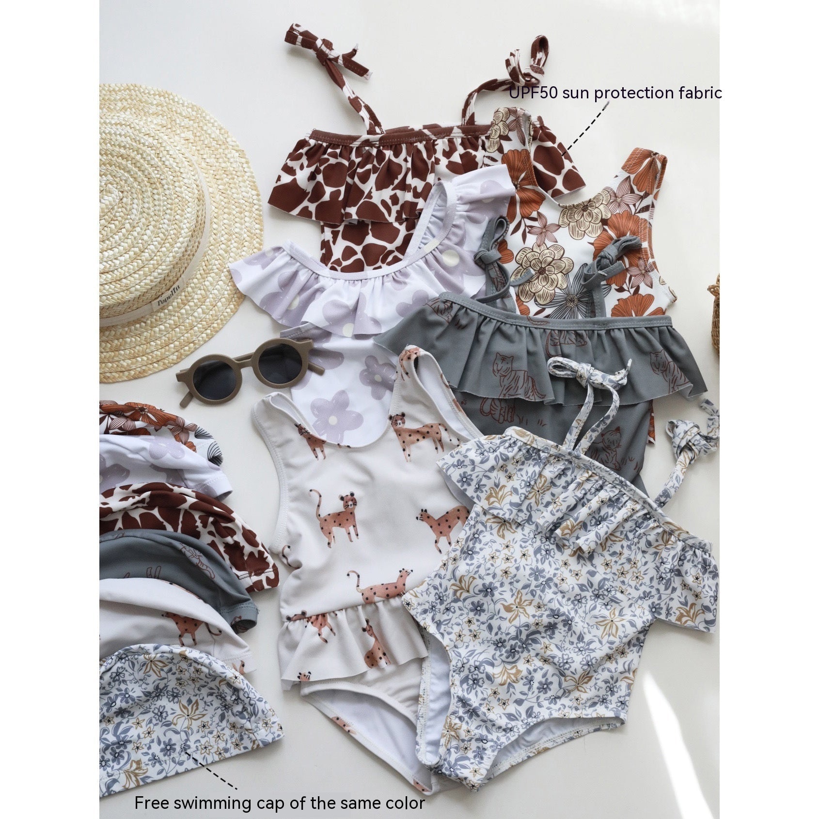 Children's High Elastic Sun Protection Swimsuit - Quick - Drying & Floral Design - Aqova