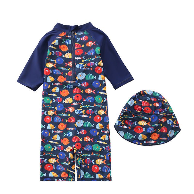 Children's One - Piece Surf Suit - Navy Blue Swimwear for Pool Fun - Aqova