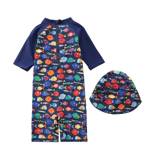 Children's One - Piece Surf Suit - Navy Blue Swimwear for Pool Fun - Aqova