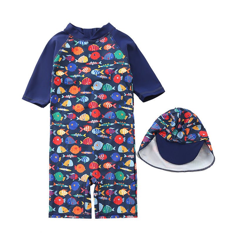 Children's One - Piece Surf Suit - Navy Blue Swimwear for Pool Fun - Aqova