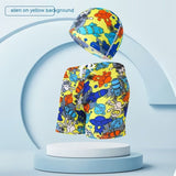 Children's Swim Trunks & Cap Set - Fun Dinosaur & Car Racing Designs - Aqova
