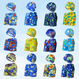Children's Swim Trunks & Cap Set - Fun Dinosaur & Car Racing Designs - Aqova
