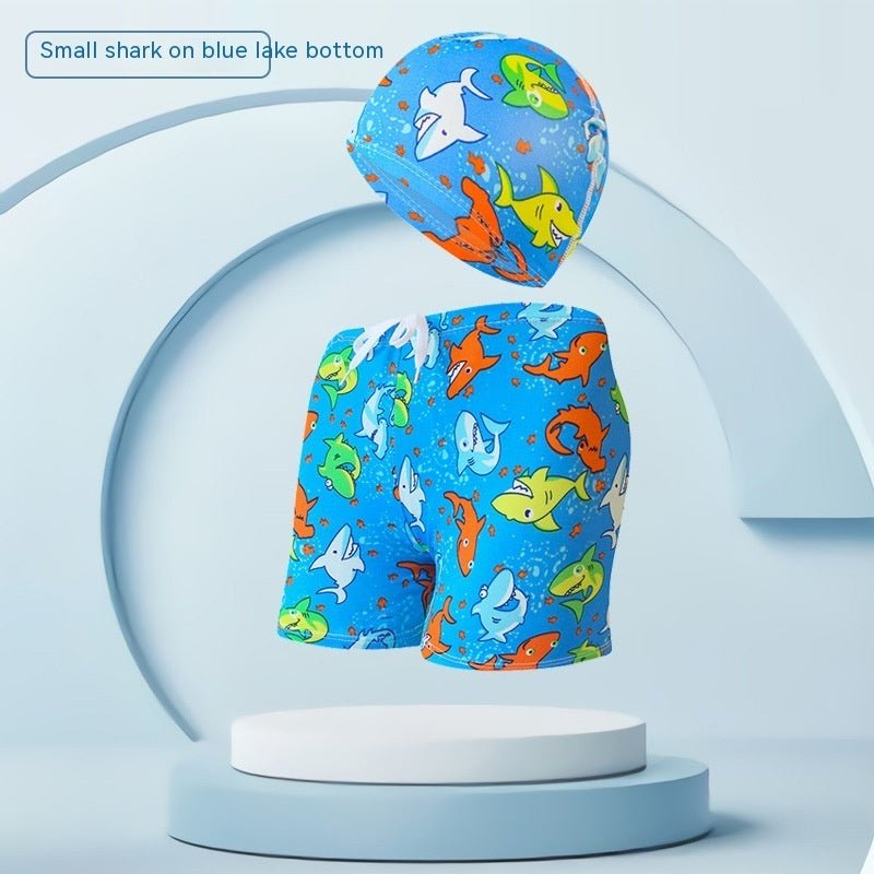 Children's Swim Trunks & Cap Set - Fun Dinosaur & Car Racing Designs - Aqova