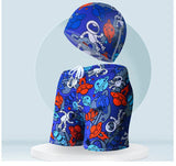 Children's Swim Trunks & Cap Set - Fun Dinosaur & Car Racing Designs - Aqova
