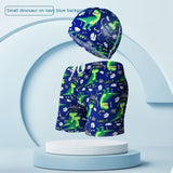 Children's Swim Trunks & Cap Set - Fun Dinosaur & Car Racing Designs - Aqova