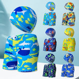 Children's Swim Trunks & Cap Set - Fun Dinosaur & Car Racing Designs - Aqova