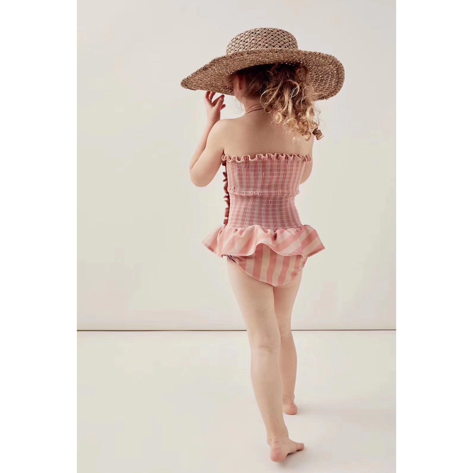 Children's Swimwear Ins Explosion Models Girls Siamese Striped Princess Wind Lace Swimsuit - Aqova