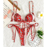 Chinese Style Printed Sub - system Belt Swimsuit - Aqova
