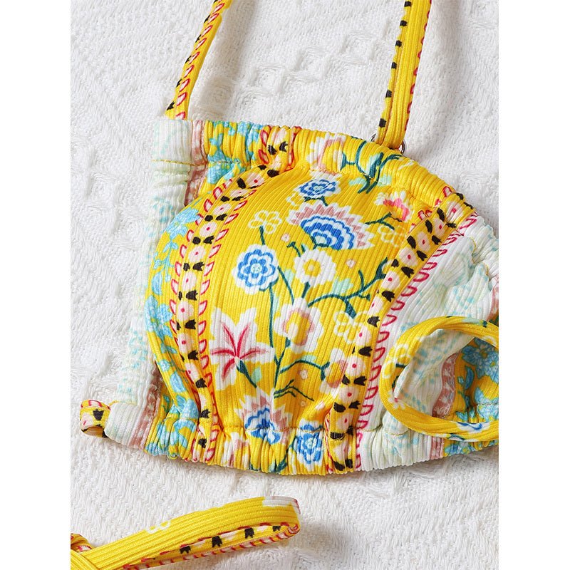 Chinese Style Printed Sub - system Belt Swimsuit - Aqova
