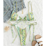 Chinese Style Printed Sub - system Belt Swimsuit - Aqova