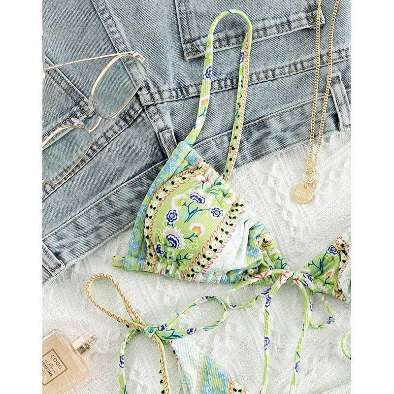 Chinese Style Printed Sub - system Belt Swimsuit - Aqova