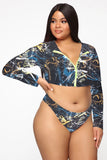 Colorful Plus Size Long Sleeve Zipper Swimsuit for Women – Sexy & Durable - Aqova