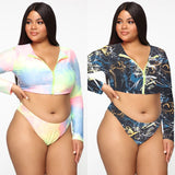 Colorful Plus Size Long Sleeve Zipper Swimsuit for Women – Sexy & Durable - Aqova