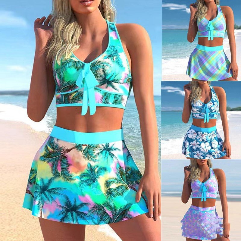 Conservative Split Swimwear Skirt - Large Print for Stylish Comfort - Aqova