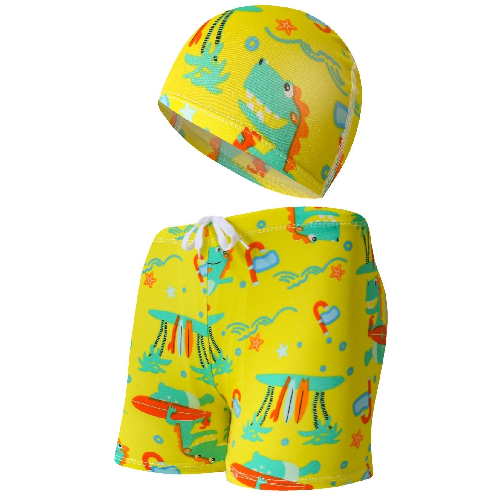 Cute Cartoon Beach Pants and Cap for Kids - Summer Swimwear Set - Aqova