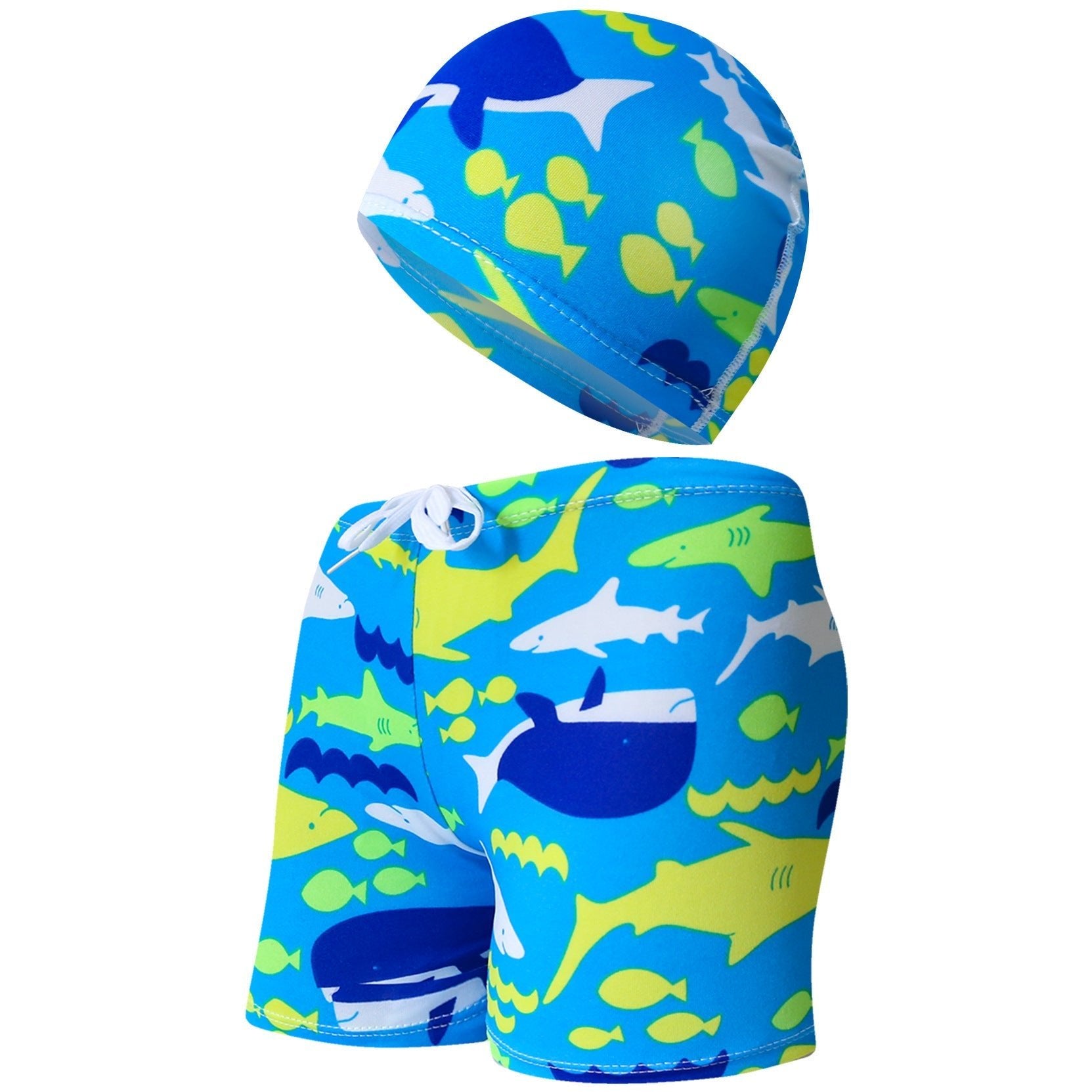 Cute Cartoon Beach Pants and Cap for Kids - Summer Swimwear Set - Aqova