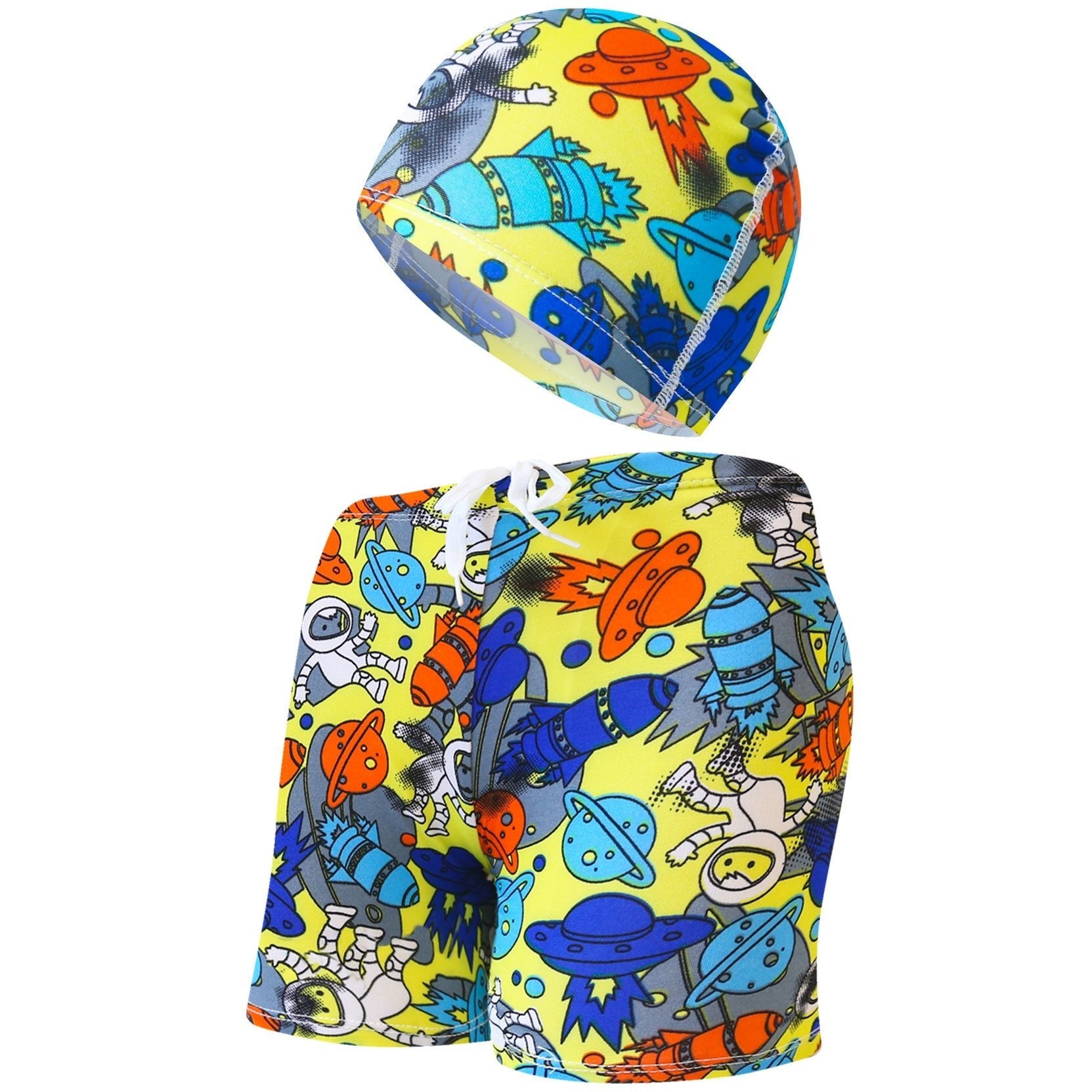 Cute Cartoon Beach Pants and Cap for Kids - Summer Swimwear Set - Aqova