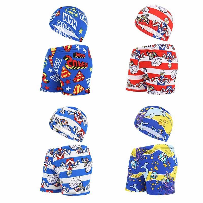 Cute Cartoon Beach Pants and Cap for Kids - Summer Swimwear Set - Aqova