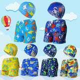 Cute Cartoon Beach Pants and Cap for Kids - Summer Swimwear Set - Aqova