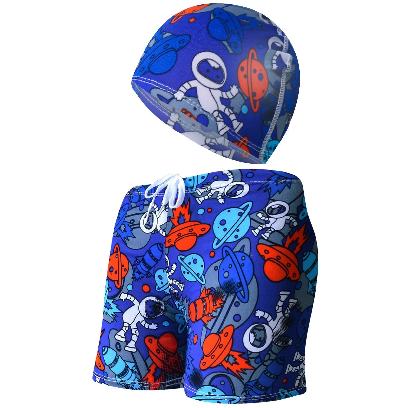 Cute Cartoon Beach Pants and Cap for Kids - Summer Swimwear Set - Aqova