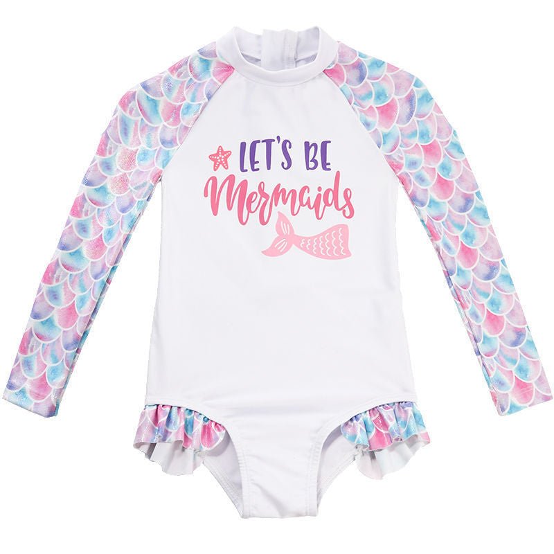 Cute Children's One - Piece Swimsuit - Long Sleeves, Sunscreen Protection - Aqova