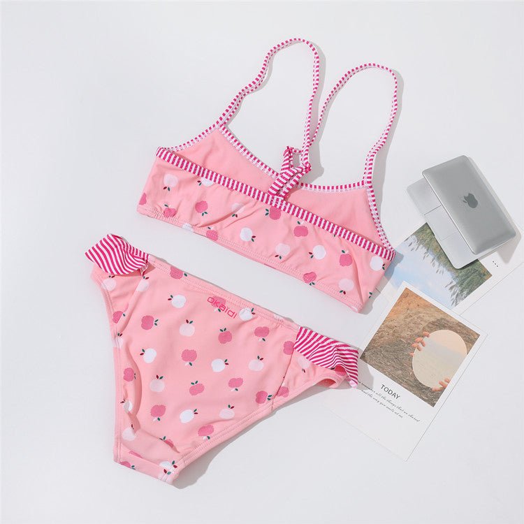 Cute Girls Split Swimsuit - Fashionable Nylon Swimwear for Summer Fun - Aqova