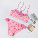 Cute Girls Split Swimsuit - Fashionable Nylon Swimwear for Summer Fun - Aqova