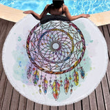 Dream Net Microfiber Round Beach Towel - Eco - Friendly Yoga Pad with Tassel - Aqova