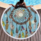 Dream Net Microfiber Round Beach Towel - Eco - Friendly Yoga Pad with Tassel - Aqova
