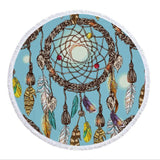 Dream Net Microfiber Round Beach Towel - Eco - Friendly Yoga Pad with Tassel - Aqova