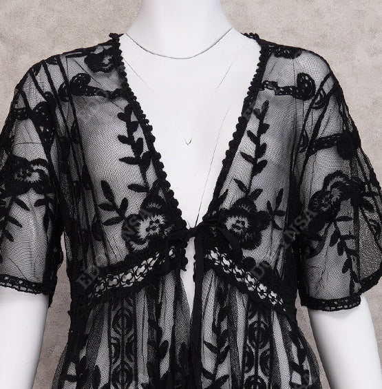 Elegant Beach Blouse - Lightweight Lace Swimwear Perfect for Summer - Aqova