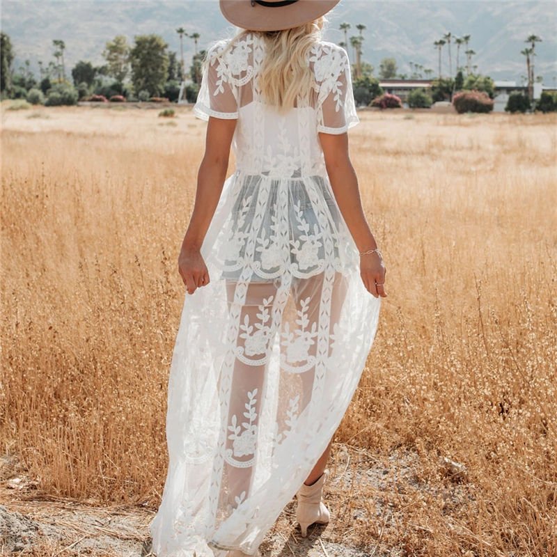 Elegant Beach Blouse - Lightweight Lace Swimwear Perfect for Summer - Aqova