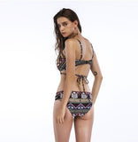 Ethnic Style Print Bikini Swimsuit - Sexy & Durable Chest Cross Straps - Aqova