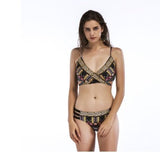 Ethnic Style Print Bikini Swimsuit - Sexy & Durable Chest Cross Straps - Aqova
