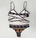 Ethnic Style Print Bikini Swimsuit - Sexy & Durable Chest Cross Straps - Aqova