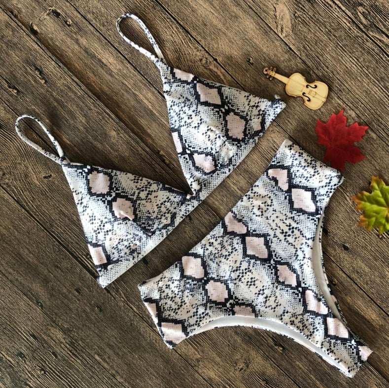 Europe and the United States sexy explosions swimsuit leopard snake pattern high waist ladies bikini - Aqova