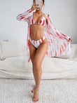 European And American Bikini Three - piece Mesh Long Sleeve Sun - proof Vacation Hot Spring Bathing Suit - Aqova