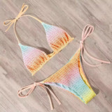 European And American Ladies Split Print Bikini Swimsuit - Aqova