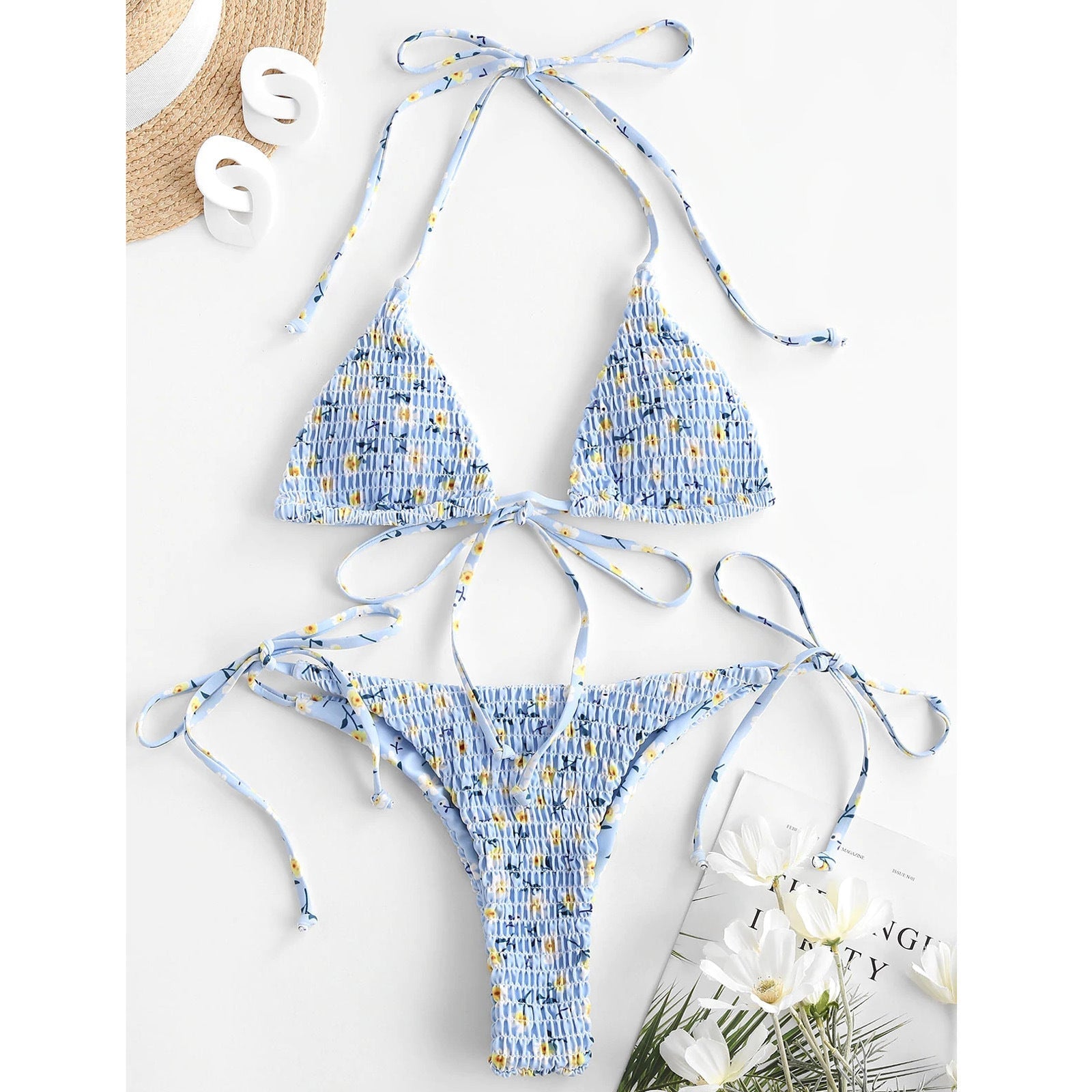 European And American Ladies Split Print Bikini Swimsuit - Aqova