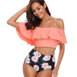 European And American Ruffled Multicolor Printed Bikini - Aqova