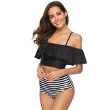 European And American Ruffled Multicolor Printed Bikini - Aqova