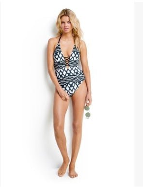 European Style One Piece Swimsuit - Diamond Shaped Print, Perfect Fit - Aqova